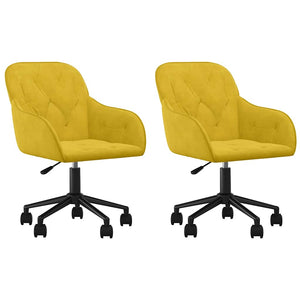 vidaXL Dining Chairs 2 pcs. Swivel Yellow Velvet