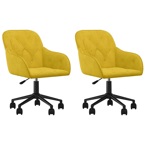 vidaXL Dining Chairs 2 pcs. Swivel Yellow Velvet