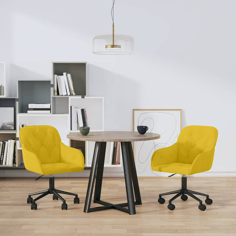 vidaXL Dining Chairs 2 pcs. Swivel Yellow Velvet