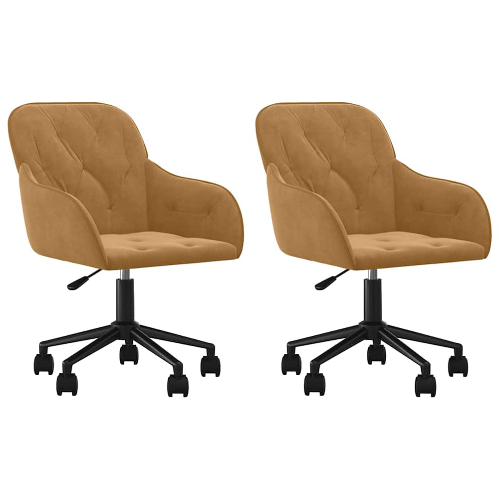 vidaXL Dining Chairs 2 pcs. Swivel Brown Velvet