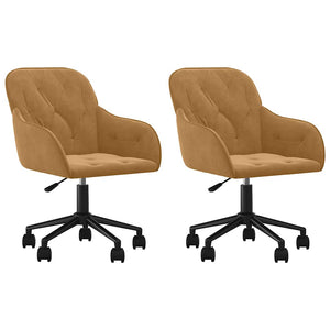 vidaXL Dining Chairs 2 pcs. Swivel Brown Velvet