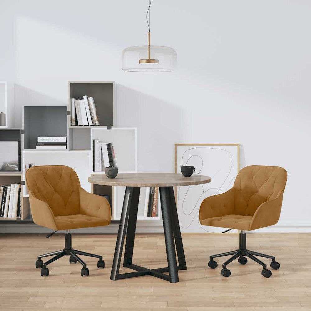 vidaXL Dining Chairs 2 pcs. Swivel Brown Velvet