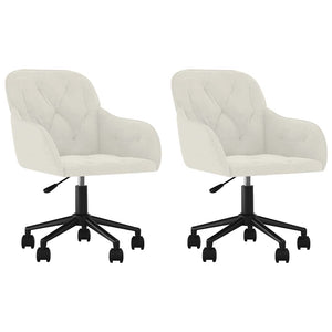 vidaXL Dining Chairs 2 pcs Swivel Cream Velvet