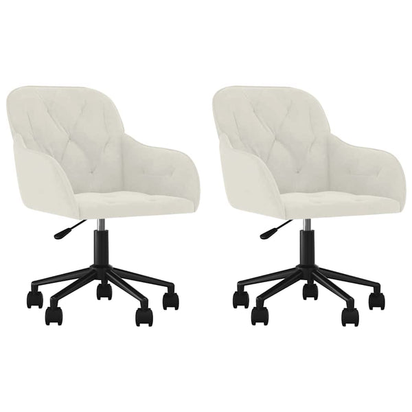 vidaXL Dining Chairs 2 pcs Swivel Cream Velvet