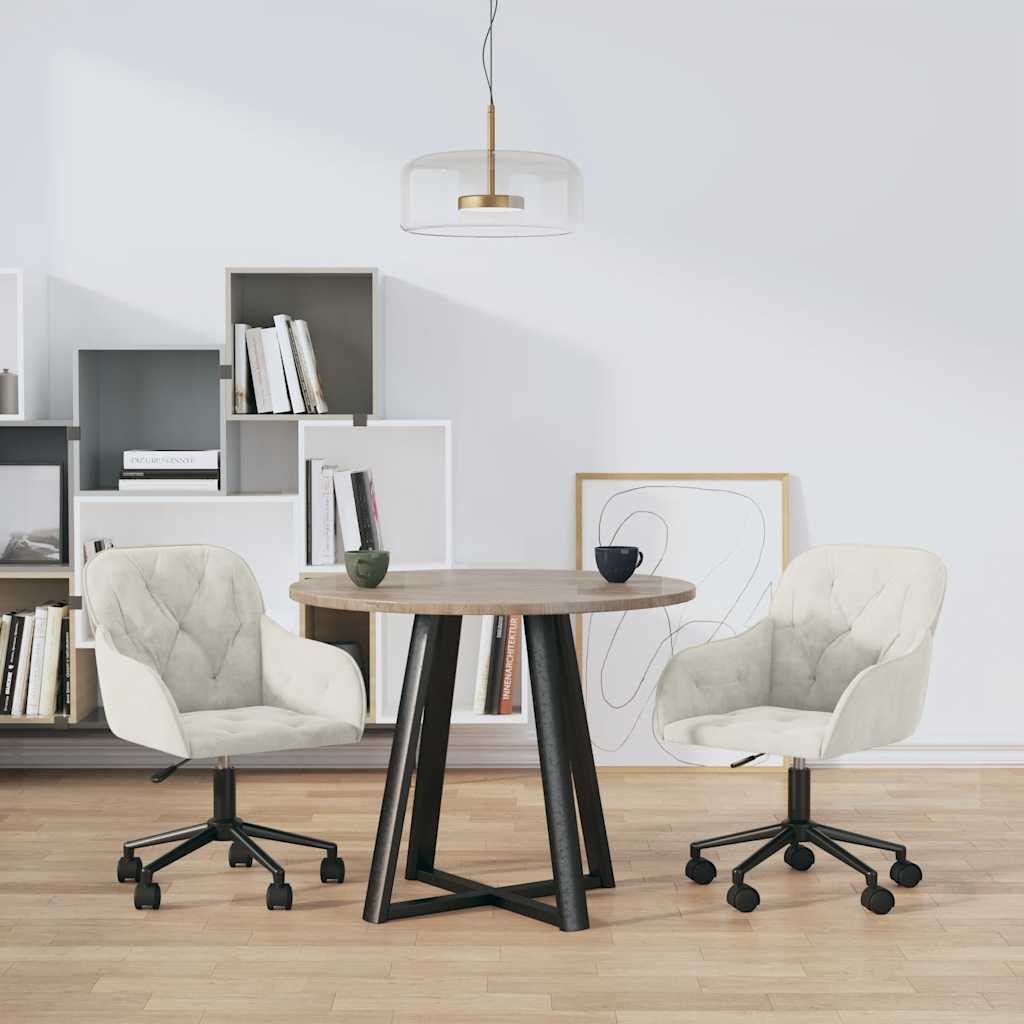 vidaXL Dining Chairs 2 pcs Swivel Cream Velvet