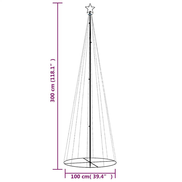 vidaXL Cone-shaped LED Christmas Tree Blue 310 LEDs 100x300 cm