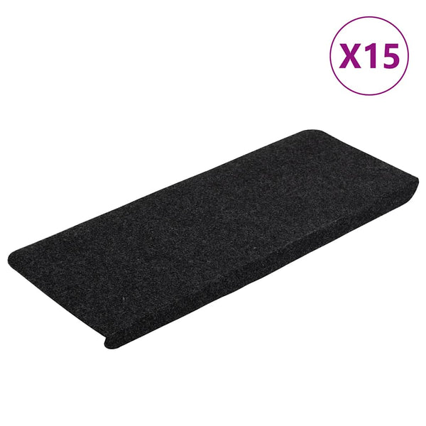 Selbstklebende Stufenmatten, 15er Set, Schwarz
