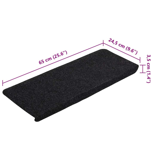 Selbstklebende Stufenmatten, 15er Set, Schwarz