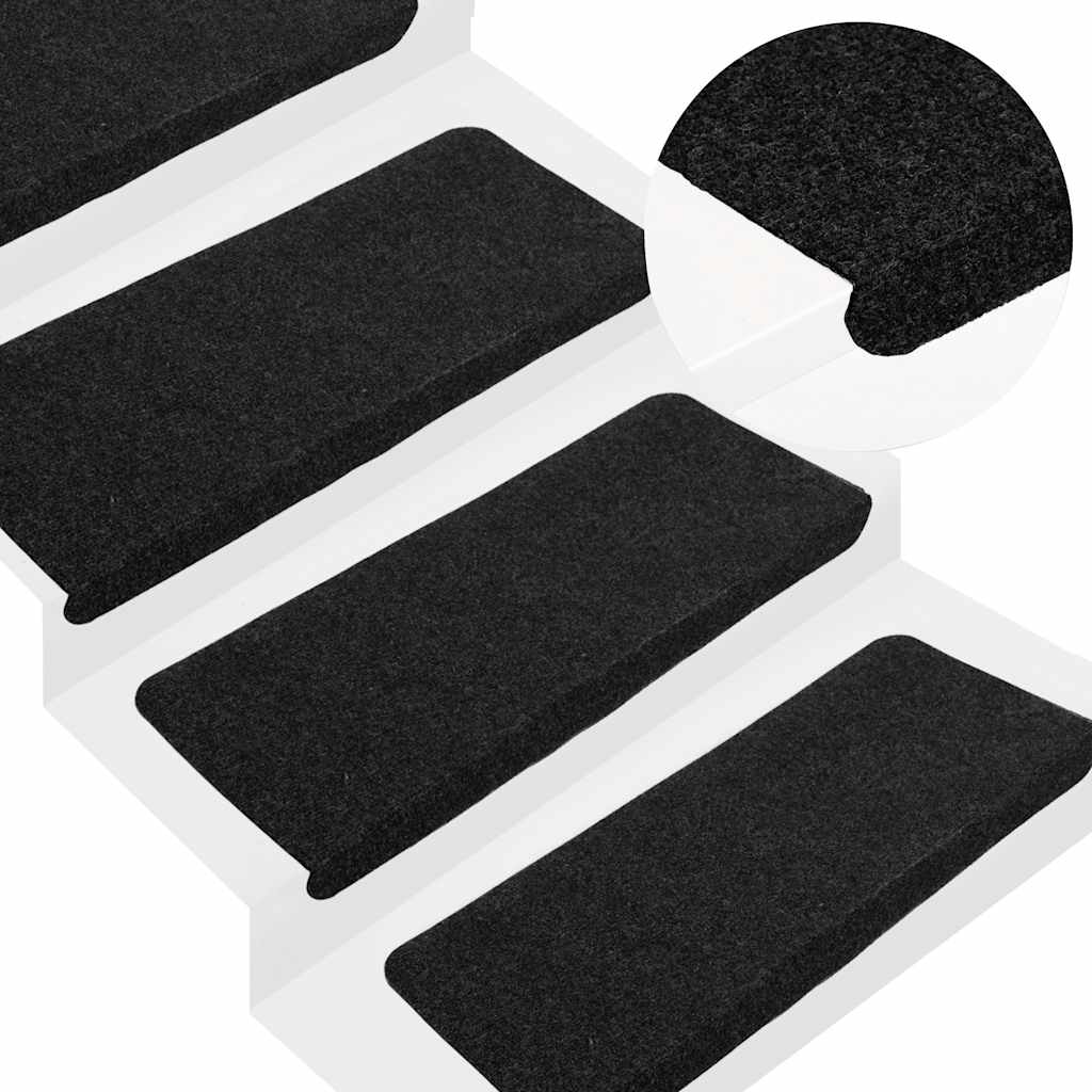 Selbstklebende Stufenmatten, 15er Set, Schwarz
