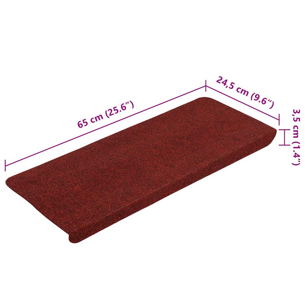 Selbstklebende Stufenmatten Rot, 15er Set