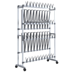 Schuhregal Silber mit Rollen 89x27x120 cm
