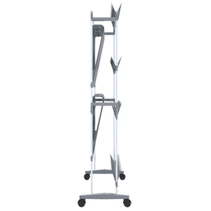 Schuhregal Silber mit Rollen 89x27x120 cm