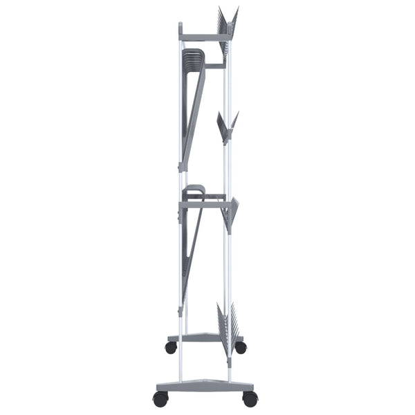 Schuhregal Silber mit Rollen 89x27x120 cm