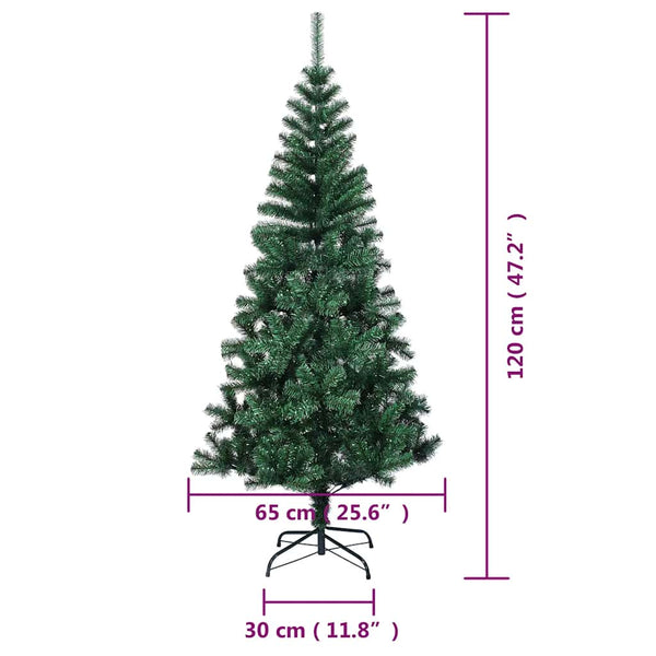 vidaXL Artificial Christmas Tree Shimmering Tips Green 120 cm PVC