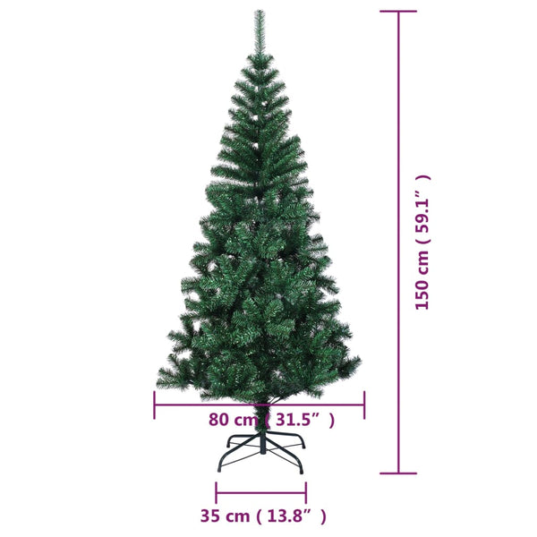 vidaXL Artificial Christmas Tree Shimmering Tips Green 150 cm PVC