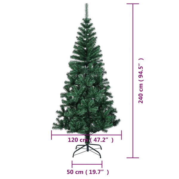 vidaXL Artificial Christmas Tree Shimmering Tips Green 240 cm PVC