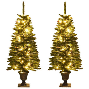 vidaXL Artificial Christmas Trees 2 pcs. with Wreath, Garland and LEDs