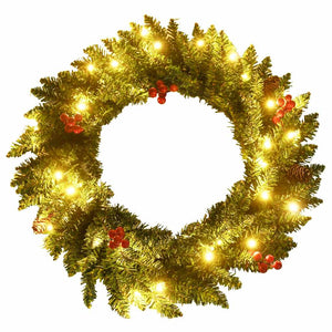 vidaXL Artificial Christmas Trees 2 pcs. with Wreath, Garland and LEDs