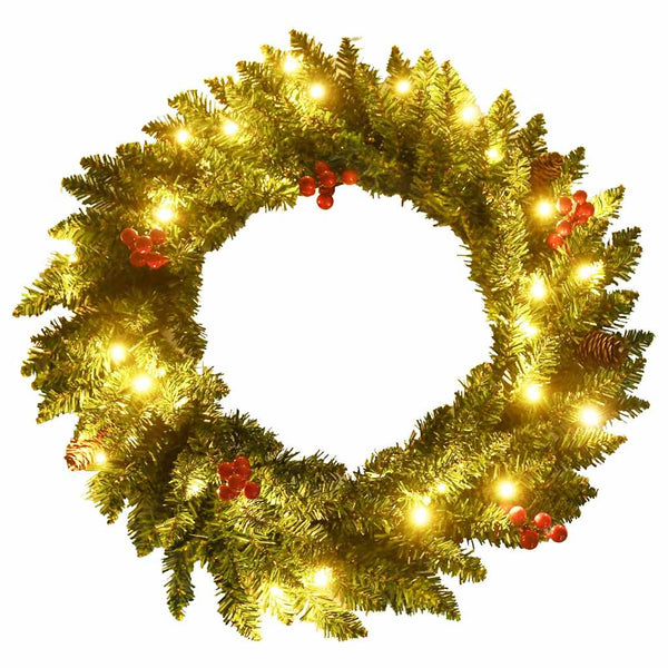 vidaXL Artificial Christmas Trees 2 pcs. with Wreath, Garland and LEDs