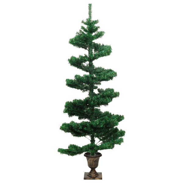 vidaXL Spiral Christmas Tree with Lights and Pot Green 120 cm