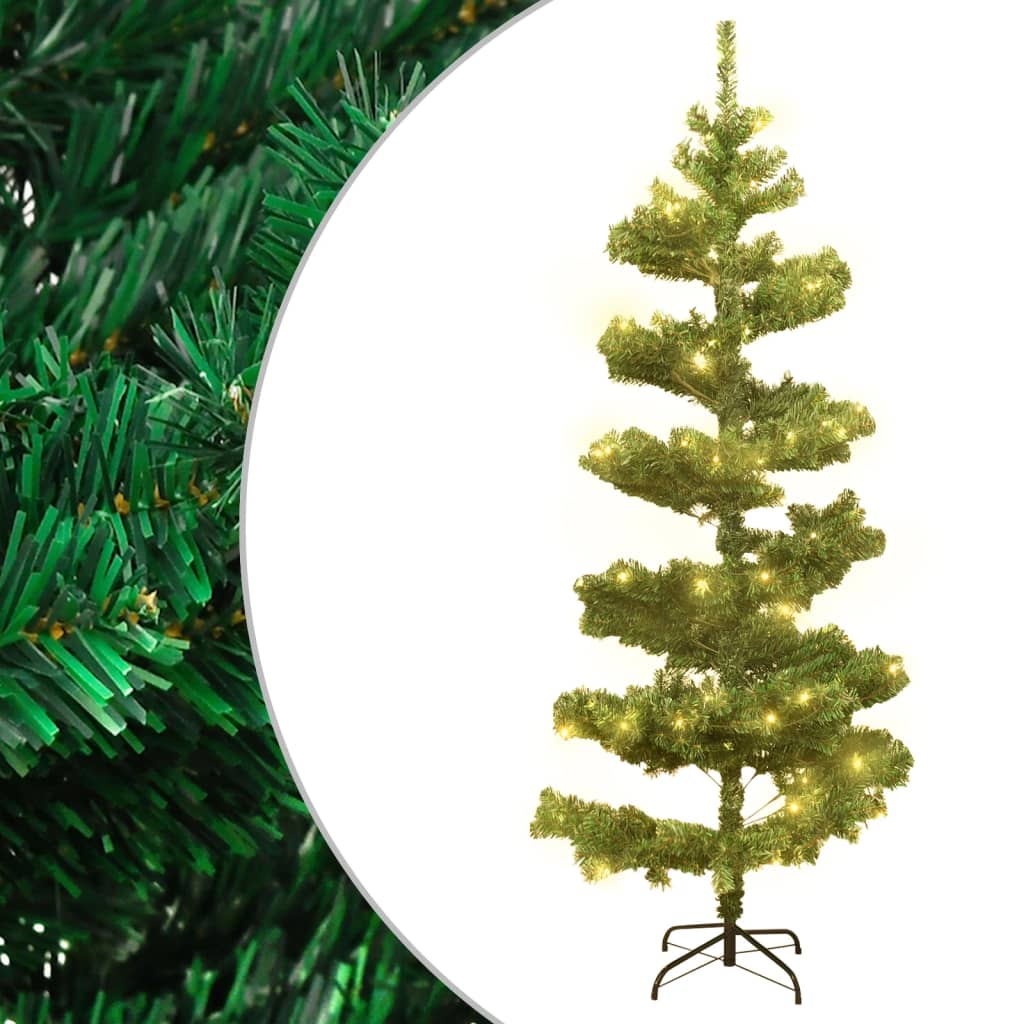 vidaXL Spiral Christmas Tree with Lights and Stand Green 150 cm