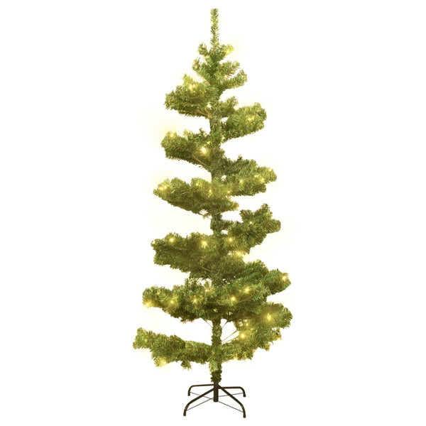 vidaXL Spiral Christmas Tree with Lights and Stand Green 150 cm