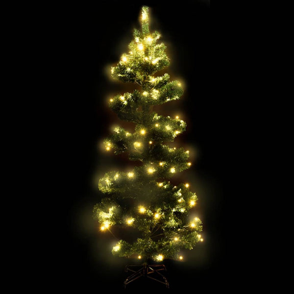 vidaXL Spiral Christmas Tree with Lights and Stand Green 150 cm