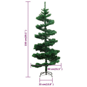 vidaXL Spiral Christmas Tree with Lights and Stand Green 150 cm