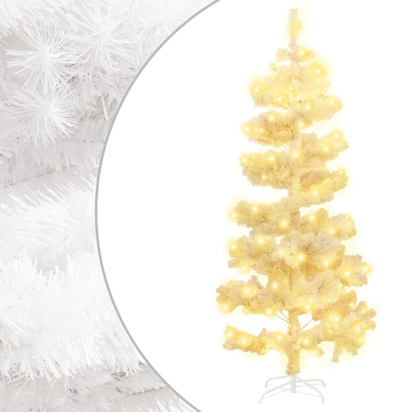 vidaXL Spiral Christmas Tree with Lights and Stand White 150 cm
