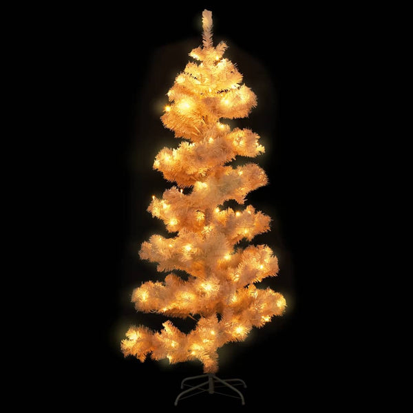 vidaXL Spiral Christmas Tree with Lights and Stand White 150 cm