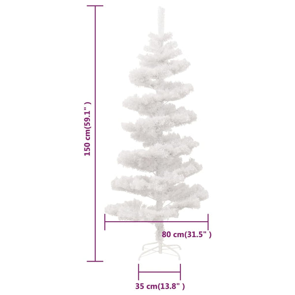 vidaXL Spiral Christmas Tree with Lights and Stand White 150 cm