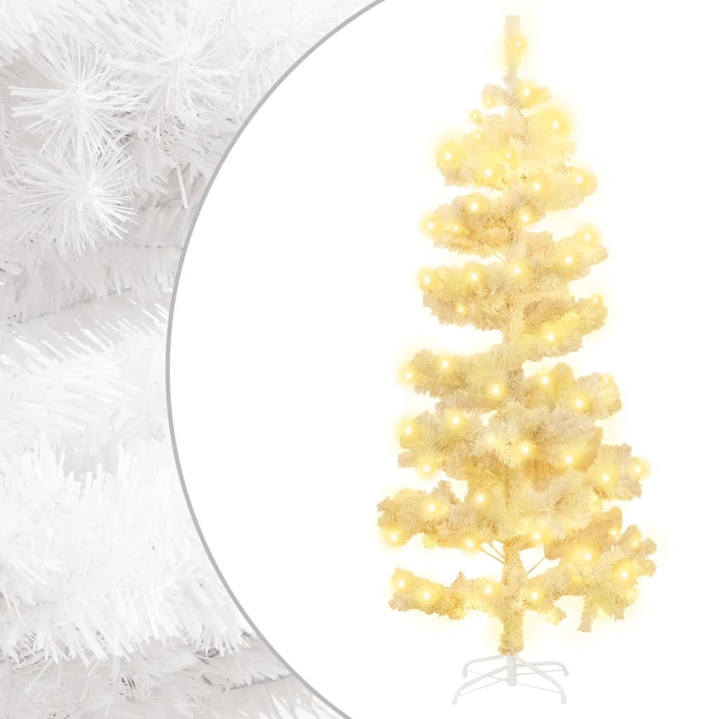 vidaXL Spiral Christmas Tree with Lights and Stand White 180 cm