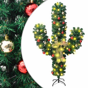 vidaXL Christmas Decoration Cactus with Stand and LED Green 150 cm PVC
