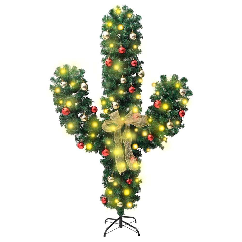 vidaXL Christmas Decoration Cactus with Stand and LED Green 150 cm PVC