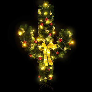 vidaXL Christmas Decoration Cactus with Stand and LED Green 150 cm PVC