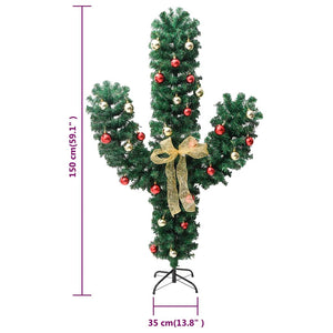vidaXL Christmas Decoration Cactus with Stand and LED Green 150 cm PVC