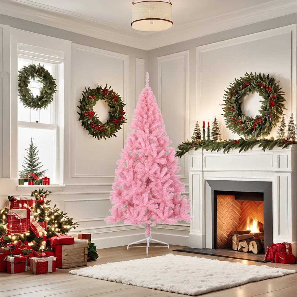 vidaXL Artificial Half Christmas Tree with Stand Pink 180 cm PVC