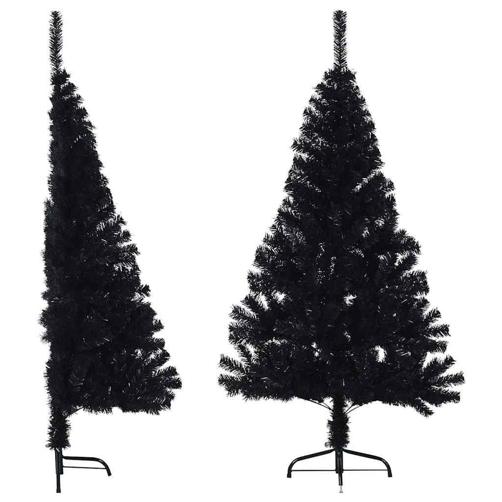 vidaXL Artificial Half Christmas Tree with Stand Black 120 cm PVC