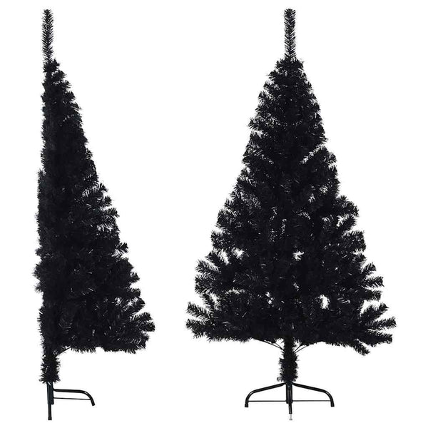 vidaXL Artificial Half Christmas Tree with Stand Black 120 cm PVC