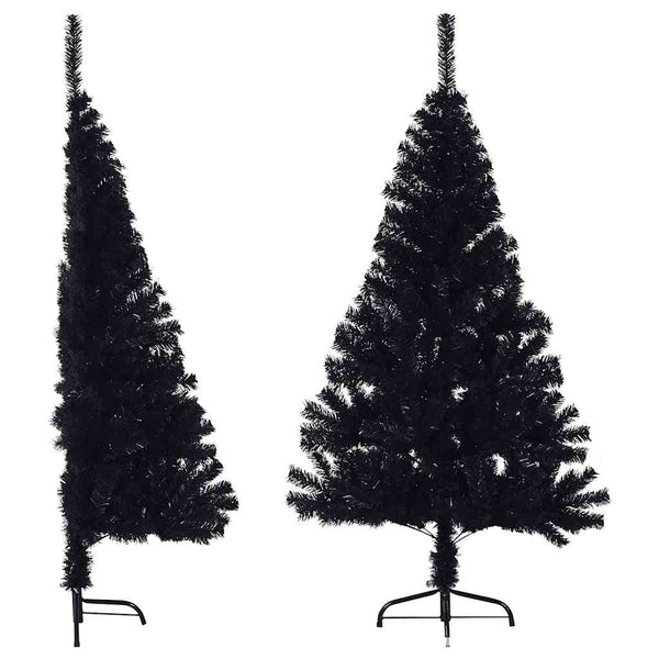 vidaXL Half Artificial Christmas Tree with Stand Black 150 cm PVC