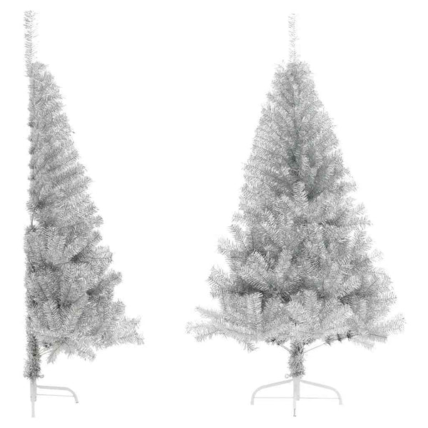vidaXL Artificial Half Christmas Tree with Stand Silver 180 cm PET