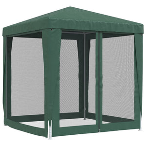 vidaXL Party Tent with 4 Mesh Sidewalls Green 2x2 m HDPE