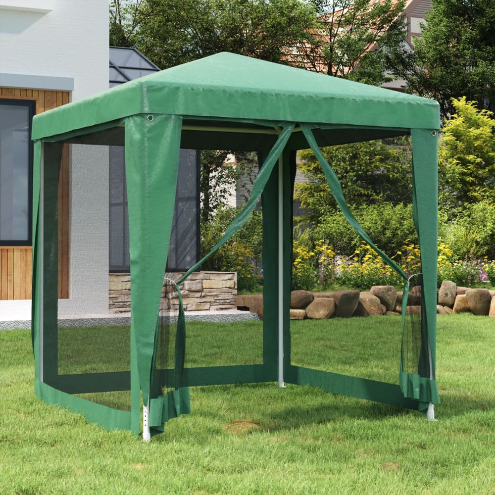 vidaXL Party Tent with 4 Mesh Sidewalls Green 2x2 m HDPE