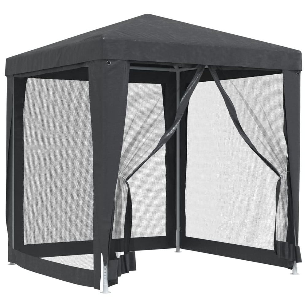 vidaXL Party Tent with 4 Mesh Side Walls Anthracite 2x2 m HDPE