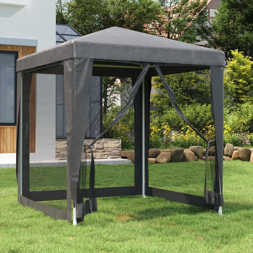 vidaXL Party Tent with 4 Mesh Side Walls Anthracite 2x2 m HDPE