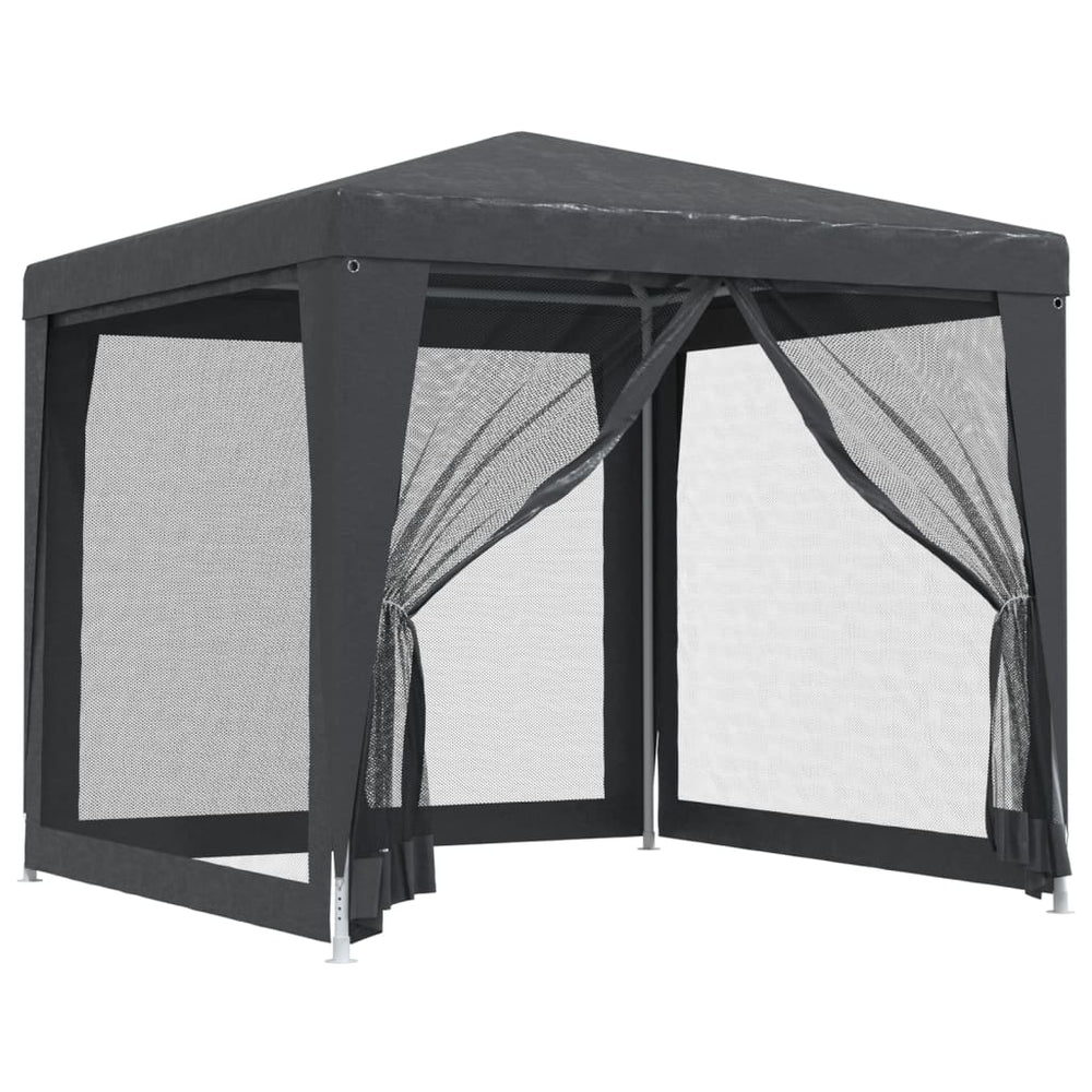 vidaXL Party Tent with 4 Mesh Side Walls Anthracite 2.5x2.5 m HDPE