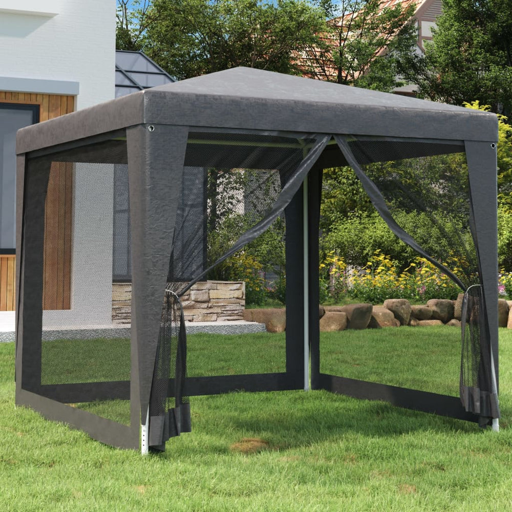 vidaXL Party Tent with 4 Mesh Side Walls Anthracite 2.5x2.5 m HDPE