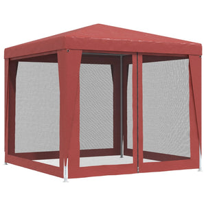vidaXL Party Tent with 4 Mesh Sidewalls Red 2.5x2.5 m HDPE