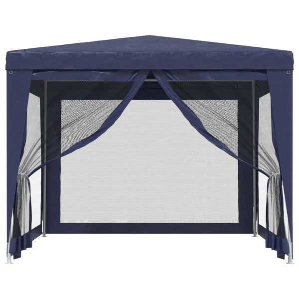 vidaXL Party Tent with 4 Mesh Sidewalls Blue 3x3 m HDPE