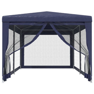 vidaXL Party Tent with 6 Mesh Sidewalls Blue 3x6 m HDPE